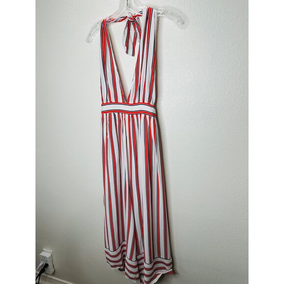 Urban Outfitters Raven White Red Blue Striped Halter Romper Jumpsuit S - Picture 3 of 15